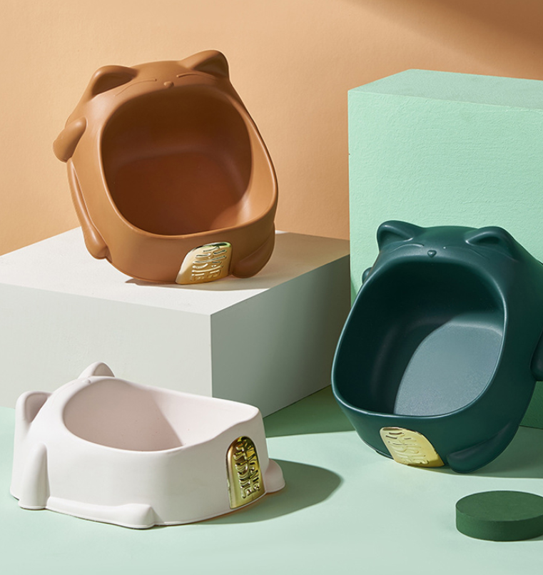 Cartoon "Excellence" Cat & Dog Food Bowl — Vividly Colored Pet Feeding Bowl