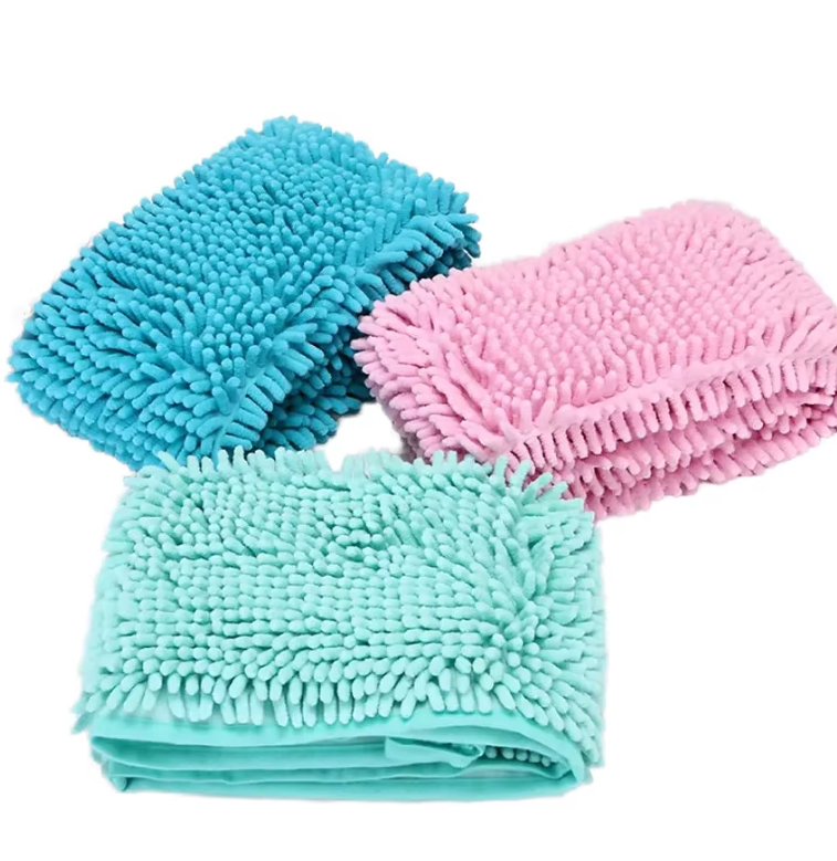 All-Purpose, Highly Absorbent, Soft Chenille Pet Drying Towel — With Pocket Design