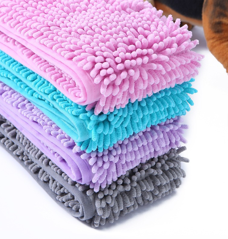 All-Purpose, Highly Absorbent, Soft Chenille Pet Drying Towel — With Pocket Design
